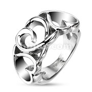 Stainless Steel Triple Heart Loop Hollow Cast Ring