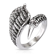 Stainless Steel Eagle Wing with Claw Closure Cast Ring