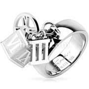 Stainless Steel Roman Number Decorated Charms Band Ring
