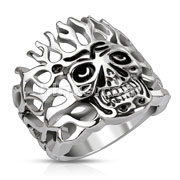 Stainless Steel Ablazed Skull Cast Ring