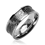 316L Stainless Steel Ring with Croc Skin Design Inlay