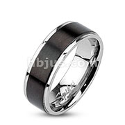 90 Pcs of 316L Stainless Steel Black IP Brushed Center Band Ring