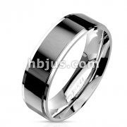 316L Stainless Steel Black IP Brushed Center Band Ring