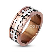 316L Stainless Steel Copper IP Royal Cross Loop Center Band Ring