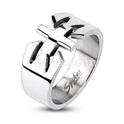 316L Stainless Steel Cross Burst Center Band Ring