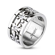 316L Stainless Steel Snow Flower Multi CZ Ring