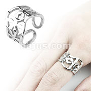 316L Stainless Steel Wavy Flower Casted Ring