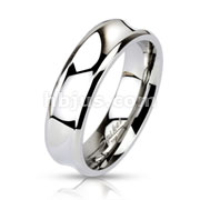 Stainless Steel Concaved Surface Band Ring