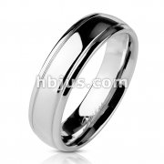 Stainless Steel Dome Stepped Edge Band Ring