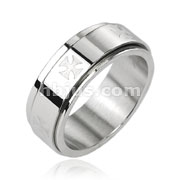 316L Stainless Steel Iron Cross Center Spinner Ring