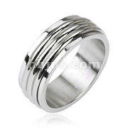 316L Stainless Steel Triple Groove Center Spinner Ring