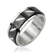 316L Stainless Steel Black Dia Face Cut Center Spinner Ring