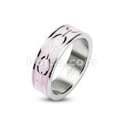 316L Stainless Steel Pink Enamel Love Links Ring