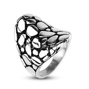 316L Stainless Steel Pebble Stone Saddle Plate Cast Ring