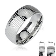 316L Stainless Steel Ring with Zebra Pattern Engrave Accent