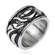 316L Stainless Steel Tribal Wave Armor Wide Ring