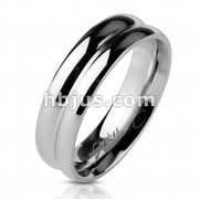 Stainless Steel Double Dome Mirror Polished Band Ring