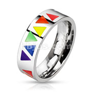 Stainless Steel Multi Rainbow Triangles Band Ring