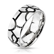 Stainless Steel Craqueline Striped Dome Band Ring