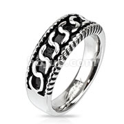 Stainless Steel Chain Links Patterned Cast Ring