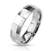 Stainless Steel Square Cut Faceted Band Ring