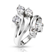 Stainless Steel Large CZ Set Vines Cast Ring