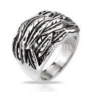 Stainless Steel Windy Feathers Cast Ring