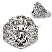 Stainless Steel Lion Wide Cast Ring