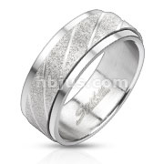 Stainless Steel Two Tone Swirl Grooved Center Spinner Ring