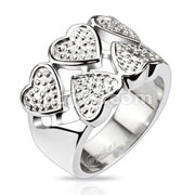 Stainless Steel Queen of Hearts Crown Cast Ring