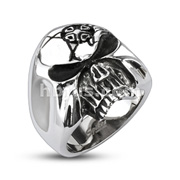 316L Stainless Steel Masked Hazard Skull Wide Ring