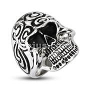 316L Stainless Steel Tribal Tidal Skull Wide Cast Ring