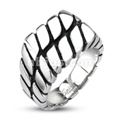 316L Stainless Steel Rope Flat Top Wide Cast Ring