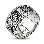 316L Stainless Steel Grunge Celtic Cross Wide Band Ring