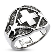 316L Stainless Steel Medieval Cross Wide Band Ring