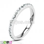 316L Stainless Steel Ring with Multi CZ Around Band Ring