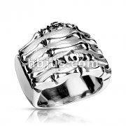 Stainless Steel Skeleton Hand with Skull & Cross Cast Ring