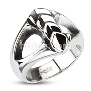316L Stainless Steel Owl Eyes with Layered Leaf Ring