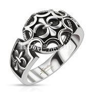 Stainless Steel Royal Fleur De Lis Solar Seal Cast Ring