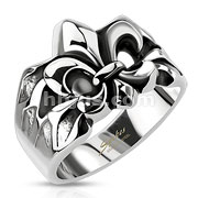 Stainless Steel Crashed Fleur De Lis Cast Ring