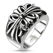 Stainless Steel Ornamental Cross Cast Ring