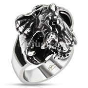 Stainless Steel Fierce Panther Wide Cast Ring