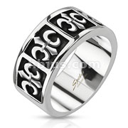 Stainless Steel Five Royal Fleur De Lis Cast Band Ring