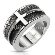 Stainless Steel Cross Cast Band Ring