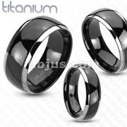 Solid Titanium Black IP Center Dome Band Ring