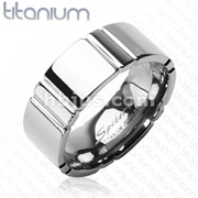 Solid Titanium Multi Faceted Groove Band Ring