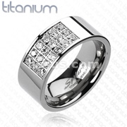 Solid Titanium Radiant CZs Band Ring
