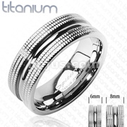 Solid Titanium with a Dual Textured Band Ring