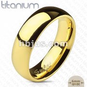Solid Titanium Gold IP 6mm Wide Classic Band Ring