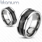 Solid Titanium 2-Tone Black Bubble Dome Band Ring
